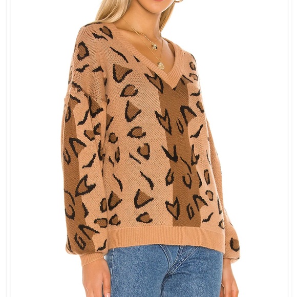Revolve Tularosa Women's Brown Leopard Wool Sweater - size S - Picture 2 of 10